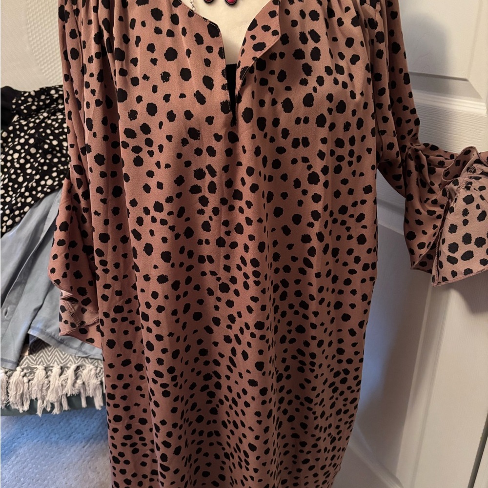 Umgee Blush Pink Dress with Black Spot Accents